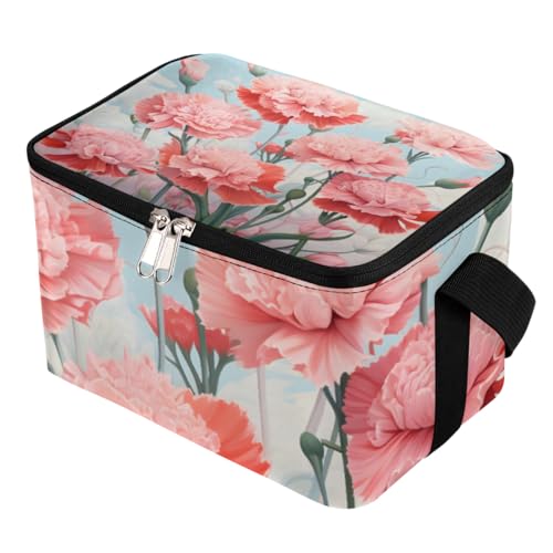 GzLeyigou Lunch Bags for Women Men 9 Cans,Painting Flowers Hot & Cold Food Delivery Bag Insulated Grocery Bag Insulated Lunch Box Pinks Floral Cooler Bag for Office Work Picnic Beach