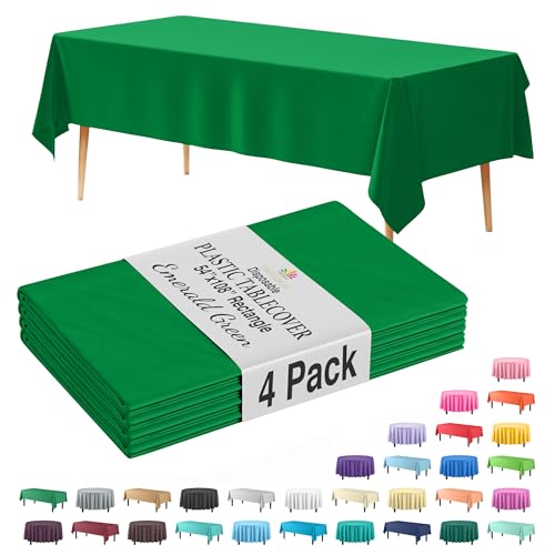 Nappe jetable plastique vert émeraude 137x274 nappe de table rectangle lot de 4 - 2