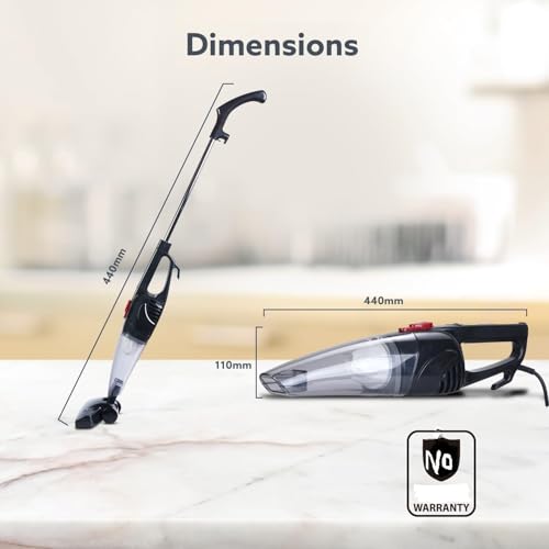 Image of Lightweight Handheld Vacuum Cleaner 600W Vertical 2-in-1 Stick Dry Vacuuming 6.5 kPa Suction Power, Bagless, Black Ideal for Office and Home