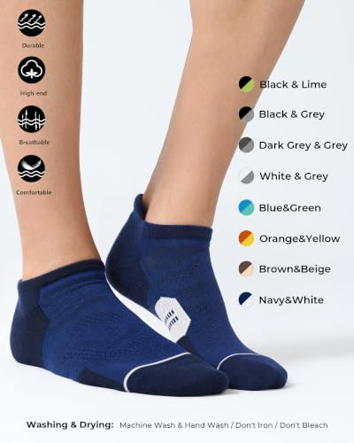 Image of CS CELERSPORT Men's Ankle Running Socks with Cushion, Arch Support Low Cut Athletic Tab Socks for Men Women 6 Pack