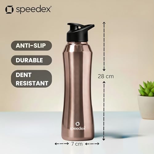 Image of Speedex Stainless Steel Water Bottle 1 Ltr, 1000 ml Metal Bottle For Daily, Office, School, Gym, Travel Use for Men, Women, Kids, Adults-Leak Proof Sipper Cap, BIS Approved, Copper Gold, Set of 4