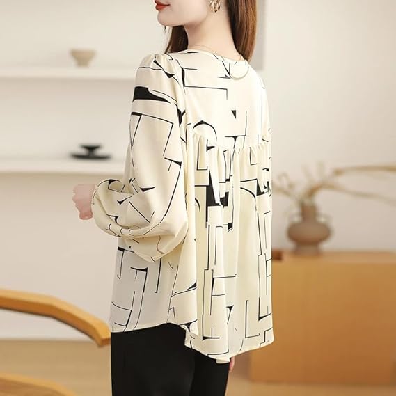 Image of TOPLOT Women's Shirt Top | Elegant Floral and Artistic Prints for a Stylish Look | Long Puffed Sleeves for a Trendy Touch | Stylish Available in Pack of 2 (5233)
