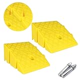 CertBuy 2 Pack Curb Ramp Yellow, Portable Lightweight Plastic Driveway Curb ramps, Threshold Ramps Set for Loading Dock, Driveway, Sidewalk for Scooter, Wheelchair, Car, Truck, Motorcycle, Dolly