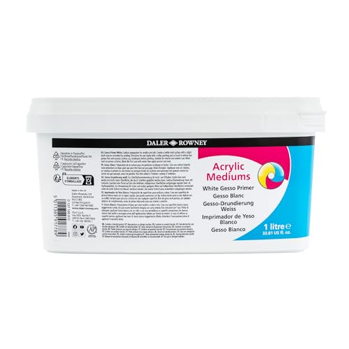 Daler-Rowney System3 1L Gesso Primer for Acrylic, Ideal for Professional Artists & Students