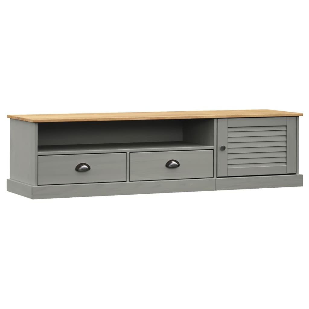 vidaXL TV Cabinet, TV Stand for Living Room, TV Unit with Storage, Sideboard Cupboard Entertainment Centre Media Cabinet, VIGO Grey Solid Wood Pine