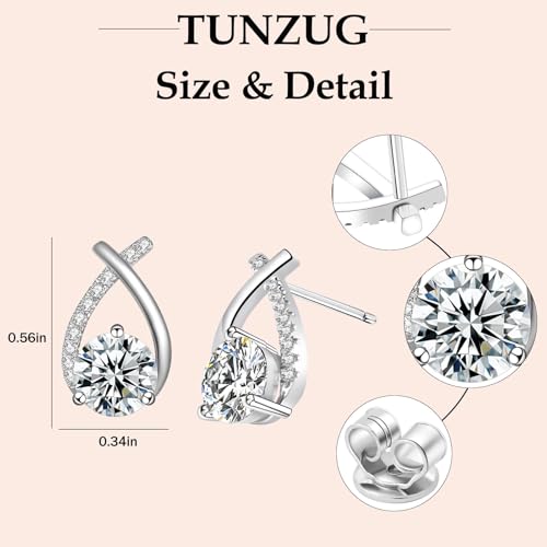 Moissanite Stud Earrings D Color VVS1 Moissanite Earrings 925 Sterling Silver 18K Gold Plated Friction Flat Bottom Mermaid Tail Earrings for Women - Image 3