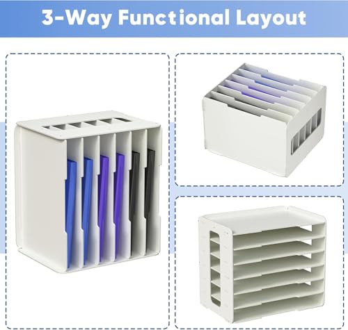 Image of 11x17 Construction Paper Organizer, PVC A3 Paper Storage Organizer for Desk 7 Tiers Scrapbook Storage Rack File Mail Sorter Document Holder Letter Tray for Office, School & Home