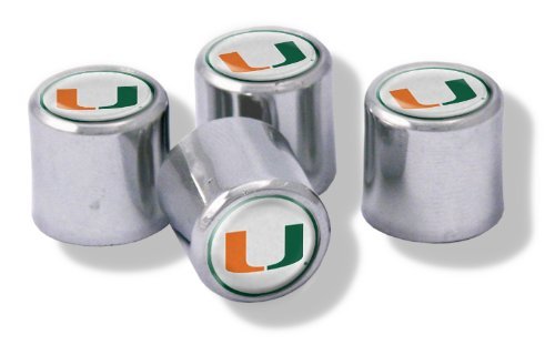 NCAA Miami Hurricanes Metal Tire Valve Stem Caps, 4-Pack