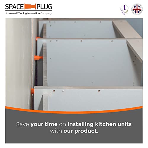 Space-Plug Adjustable Spacer Fixings (XL size for 45-80mm gaps), 25 Pack of Original Orange Spacers, Professional & DIY use for kitchen, bedroom, bathroom & furniture installations