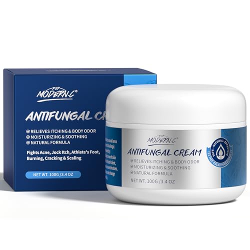Antimykotische Creme mit Teebaumöl, Fußpilzcreme zur Behandlung von Ringelflechte, Ekzemen, Leistenflechte und mehr – Antimykotische Creme zur Linderung juckender Haut, 100 g