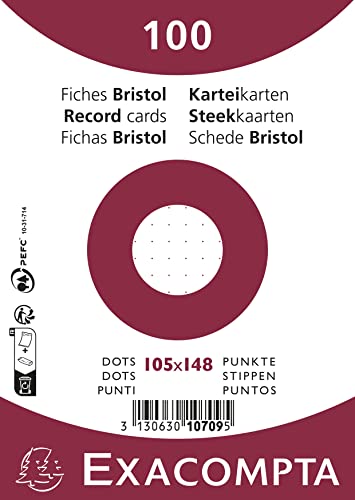 Fichas Bristol con puntos Exacompta de papel blanco sin perforar