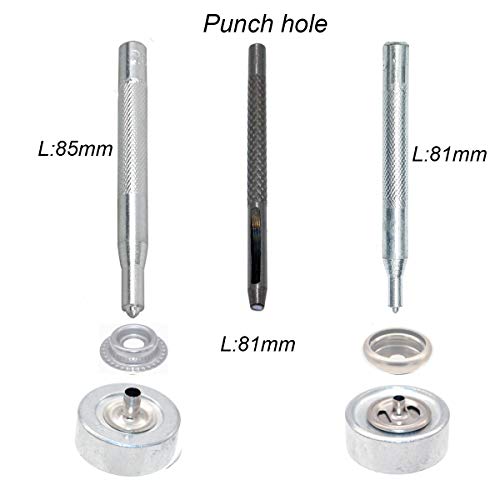 72Pcs 15Mm Stainless Steel Fastener Snap Press Stud Button For Marine Boat Canvas With Punching Set Tool Kit Silver (4 Components, 18Pcs For Each) #TOP2