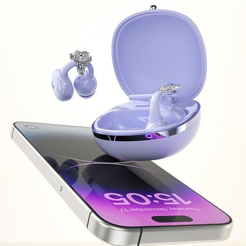 Image of Open-Ear Headphones with Butterfly Earrings, Ultra-Comfort & Snug Fit Clip On Earbuds, Luxury Bluetooth 6.0 Wireless Headphones Clip-ons Sports Earphones Fit Gym Earphones Open Ear Buds (rice white)