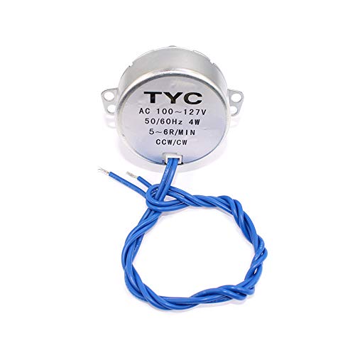 WOWOONE Synchronous Synchron Motor with Wire, Turntable Motor Electric Synchron Motor For Cup Turner,cuptisserie,Tumbler Cup Rotator with 7mm Flexible Coupling 100-127VAC 50/60 Hz 4W CCW/CW (5-6RPM)