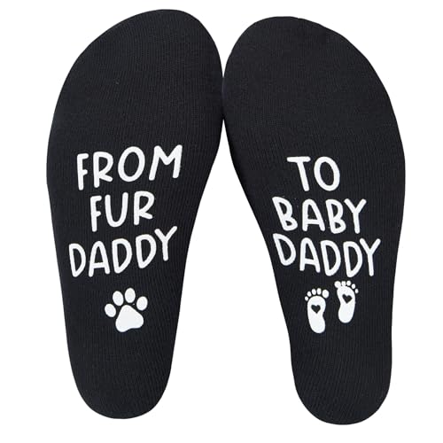 Udobuy From Fur Daddy To Baby Daddy Gifts, New Baby Dad Socks, Soon To Be Parents Gift, Pregnancy...