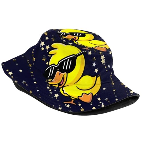 Image of Funny Duck Bucket Hat Fisherman Hat Beach Travel Sun Hat Outdoor Cap for Unisex Men Women