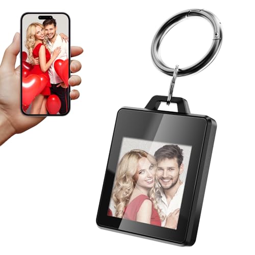 GUOMIS Marcos Fotos Digital,1.5Pulgadas Fotos,Marco Digital con resolución de 200× 200,Permite Cargar fotografías, Texto e información de Contacto de Emergencia. (Negro)