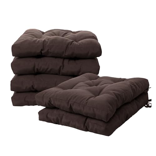Viste tu hogar Pack 6 Cojines para Silla, 40x40x5 CM, Efecto Tridimensional, Relleno de 100% Poliéster, Ideal para Comedor, Terraza, Salón y Restaurante, Color Marrón Café, Fabricado en España