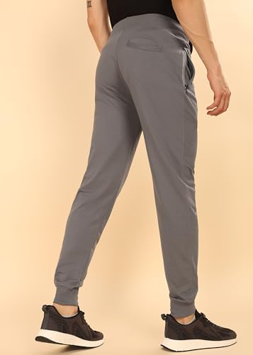 Image of Force NXT Men's Super Combed Cotton Rich French Terry Fabric Solid Joggers | Active Joggers for Men | Comfortable Waistband with Zipper Pocket for Daily Workout