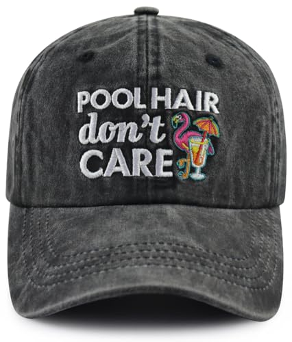 Pool Hats for Woman Man Funny Flamingo Decor Pool Hat Beach Lake Boat Accessories Baseball Cap Christmas Birthday Vacation Gifts for Dad Mom Friend Black