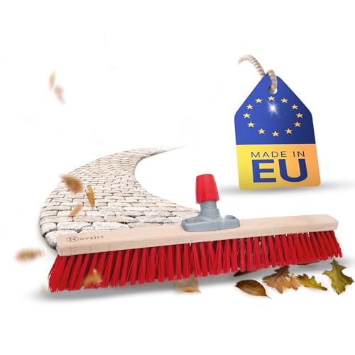 Novaliv Escoba de calle, 80 cm, cabezal de escoba sin mango, elaston, rojo, grueso, industrial, escoba de jardín, escoba de patio