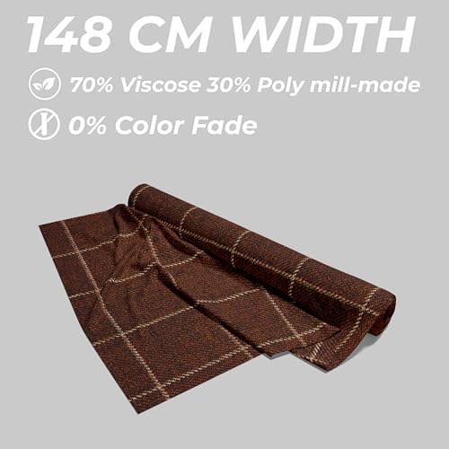 Image of BIGREAMS Unstitched Checkered Suiting Luxury Pants Fabric for Men - 1.5 Meter Pant Piece | Premium Blended Material | Soft Finish | Ideal for Formal Trousers