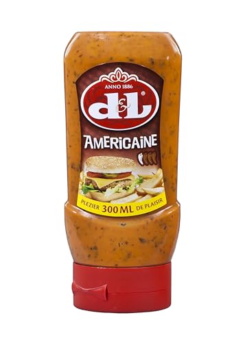 D&L Americaine Sauce – 1 x 300 ml – Salsa belga a la parrilla de tomates, salsa picante y ligeramente picante de Devos & Lemmens, para hamburguesas y patatas fritas, como salsa de carne y pescado,