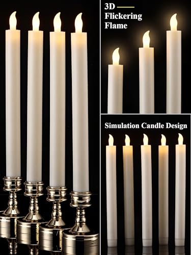 Funtery 48 Pcs Flameless LED Taper Candles Battery Operated Candles Bulk LED Candlesticks Flickering for Church Wedding Easter Graduation Party Decorations(Ivory,Modern Style) – Bild 3