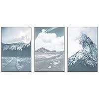 SIGNWIN Framed Wall Art Print Set Washed Out Mountain Landscape Set Nature Wilderness Photography Modern Art Scenic Relax/Calm Multicolor Pastel for Living Room, Bedroom, Office - 16