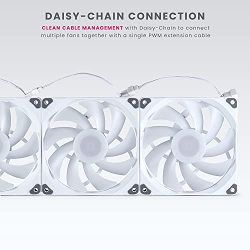 Image of Phanteks (PH-F140SK DRGB PWM WT01 3P) SK140 DRGB PWM Fan 3Pack - 3X 140mm Fan, high Airflow Nine-Blade Design, DRGB Lighting, Rubber dampening washers - White