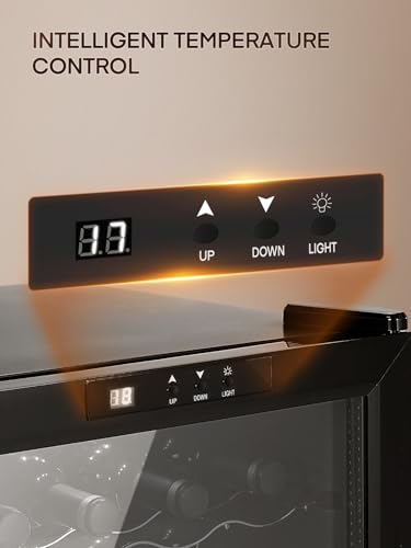 FOHERE Cave à vin pour 8 Bouteilles, Réfrigérateur à vin de Table Avec Porte en Verre, 22 Litres LED + Affichage Numérique, Réfrigérateur à Boissons Avec Porte en Verre, 8-18 °C – Image 6