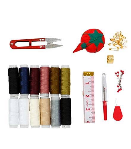 Simplicity Vintage 5592029002 Travel Sewing Notions Supplies Kit in Patterned Case, 49pcs, us:one Size, Multicolor