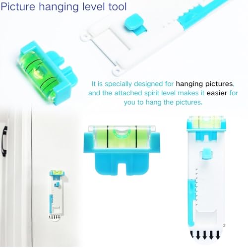 Image of laffeya Picture Hangers, Adjustable Adhesive Wall Hooks with Level, Damage Free Hanging Strips Hanger for Art, Photos, Mirrors & Decor Frame (Picture Hook, 2)