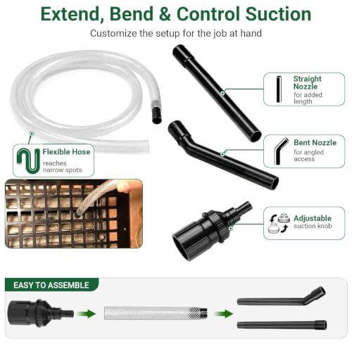 Image of EZ SPARES Crevice Attachment Kit, Compatible with 1-1 /4 Inch Vacuum,Micro Cleaning Tools for Keyboard, Crevice, Car, Vents & Tight Spaces, Woodworking,Pet Cleaning, with Storage Bag+Boost Suction