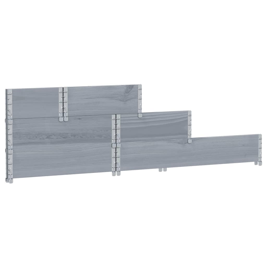Marco para palés de 3 niveles, gris, 120 x 80 x 60,5 cm, madera maciza de pino apilable y plegable, marco para palés para transporte, almacenamiento y jardinera elevada