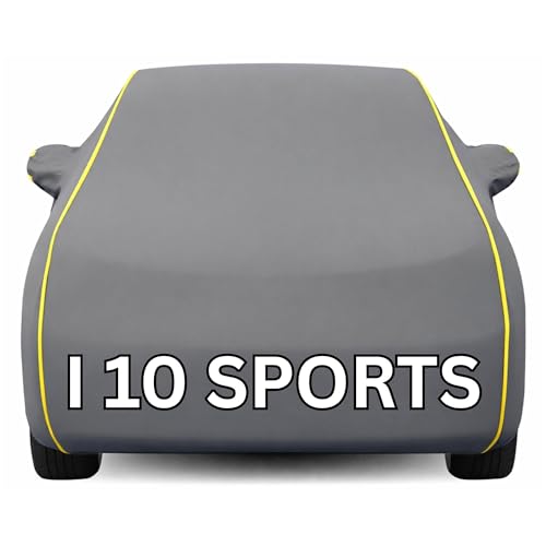 Image of Kayme Premium Grey I10 Sports Car Cover Waterproof for (All Models & Variants - Petrol, Diesel, CNG & EV) |Speacially Custom Fit with Mirror Pockets |All-Weather Protection - Outdoor Car Body Cover