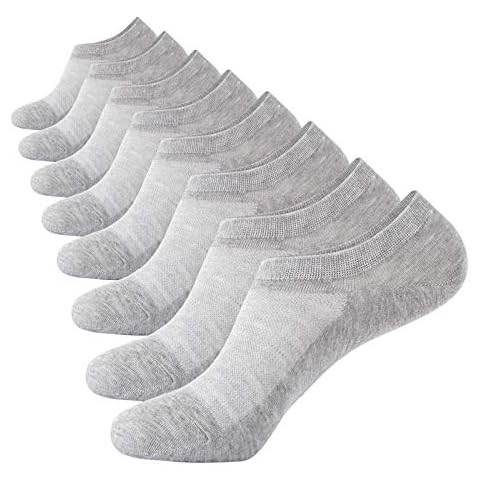 DiaryLook 8 Pairs Bamboo No Show Socks for Men Women, Black,Grey Invisible Low Cut Casual Socks,Ankle Socks Cotton Invisible Trainer Socks Cover