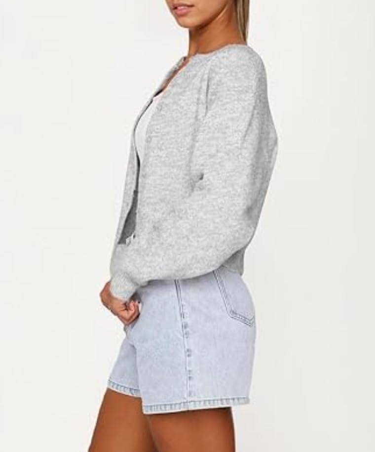 Womens Y2k Cardigan Sweater Long Sleeve Crew Neck Button Up Knit Cropped Cardigans Y2k Fall Clothes 2025 Streetwear2