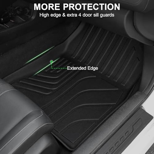 Image of Floor Mats for 2016-2021 Honda Civic Sedan /Coupe /Type R /Insight, 2017-2021 Hatchback, TPE All Weather Durable Floor Liners Door Sill Guards for Honda Civic