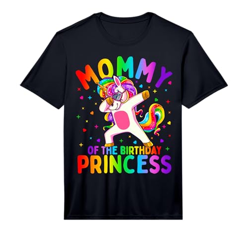 Mens Mommy of the Birthday Princess Girl Dabbing Unicorn Mom Performance T-Shirt
