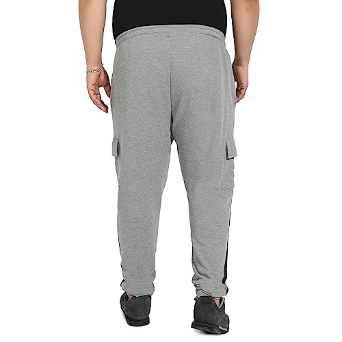 Image of Instafab Plus Men's Cargo Joggers for Casual Wear | Flap Pockets | Plus-Size Fit | Drawstring Closure | Poly Cotton Trackpants Crafted with Comfort Fit for Everyday Wear