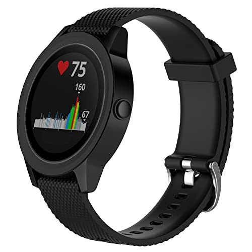 INF Pulsera Compatible con Garmin Vivoactive 3 / Vivomove/Vivomove HR, Correa de Repuesto de Silicona Suave de 20 mm para Vivoactive 3 Music/Forerunner 245/645 Music, Negro