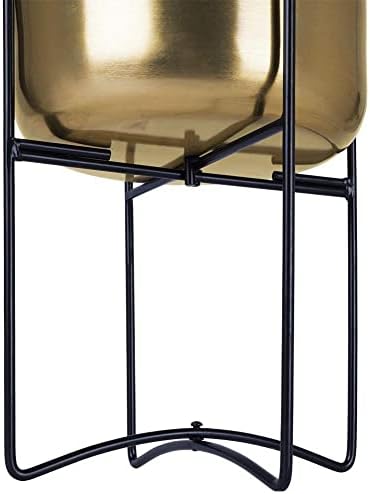 Vilde Flower Stand Plant Stand Planter Flower Pot for Indoor Plants Made of Metal in Gold Colour with Black Frame 24 x 24 x 38 cm