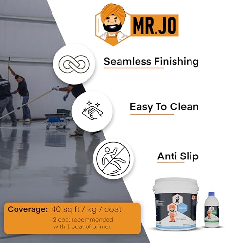 Image of MR. JO Floorkot-HB [ 6kg ] | High Build Epoxy Floor Coating | Solvent-Free | Heavy-Duty Industrial Flooring | Chemical & Abrasion Resistant (Grey)
