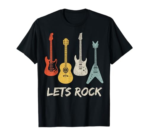Lets Rock n Roll Guitarra Retro Regalo Hombres Mujeres Camisa Camiseta