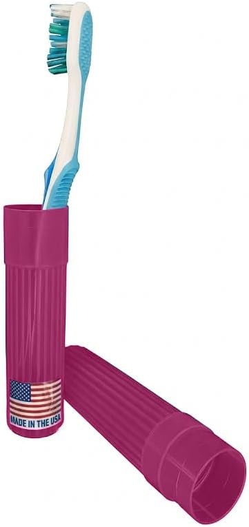 Toothbrush Holder - Pink, Made in USA, with Ventilation Holes, for Toothbrush Covers, Toothbrush Holder, Toothbrush Soft, Durable Design, Hygienic Bathroom Accessory