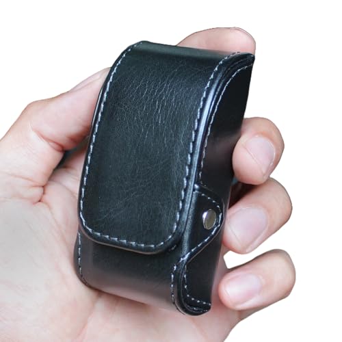 Image of Orsus Folding Glasses Hard Case with Belt Clip 3.4x1.4 In, Waist EDC Case for Folding Sunglasses Reading Glasses Black Brown