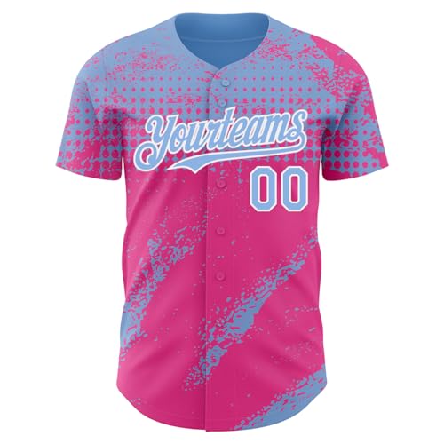 Camiseta personalizada de béisbol y sóftbol con estilo 3D Splash para hombres, mujeres y jóvenes, uniforme deportivo con botones miniatura 2