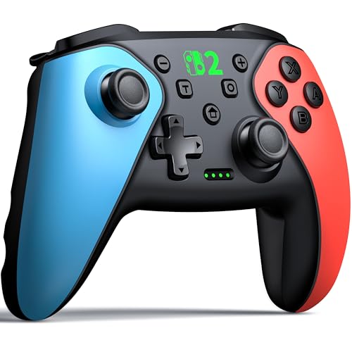 Image of Wireless Switch Controller for Nintendo Switch /Switch 2 /Lite /OLED Controller, Switch Controller with a Mouse Touch Feeling on Back Buttons, Extra Switch Pro Controller with Wake-up,Programmable, Turbo Function (Sky Blue and Coral Red)