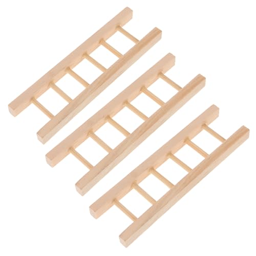 HONITANO Lot de 3 Mini-échelles en Bois pour Maison de Poupée, Échelle Décorative Miniature Carrée, Accessoire de Bricolage pour Décor Paysager, Scène Miniature, Modèle D’échelle 3 Pièces